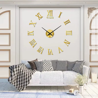 3D Acrylic Digital Wall Clock Roman Numerals Design Mirror Wall Clock Fashion Large round Wall Clock DIY Self Adhesive Clocks